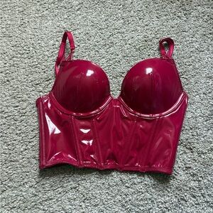 Shiny Red Bustier Top